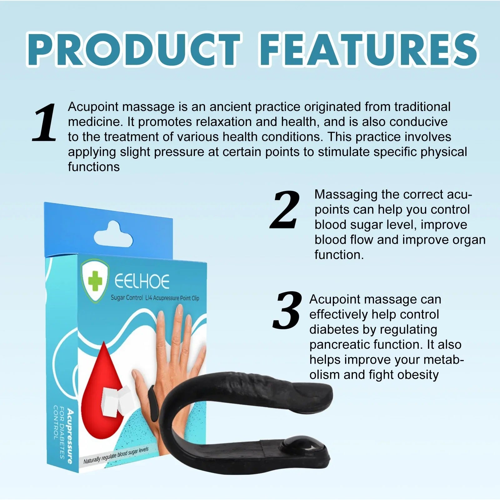 Sugar Control Li4 Acupressure Point Clip