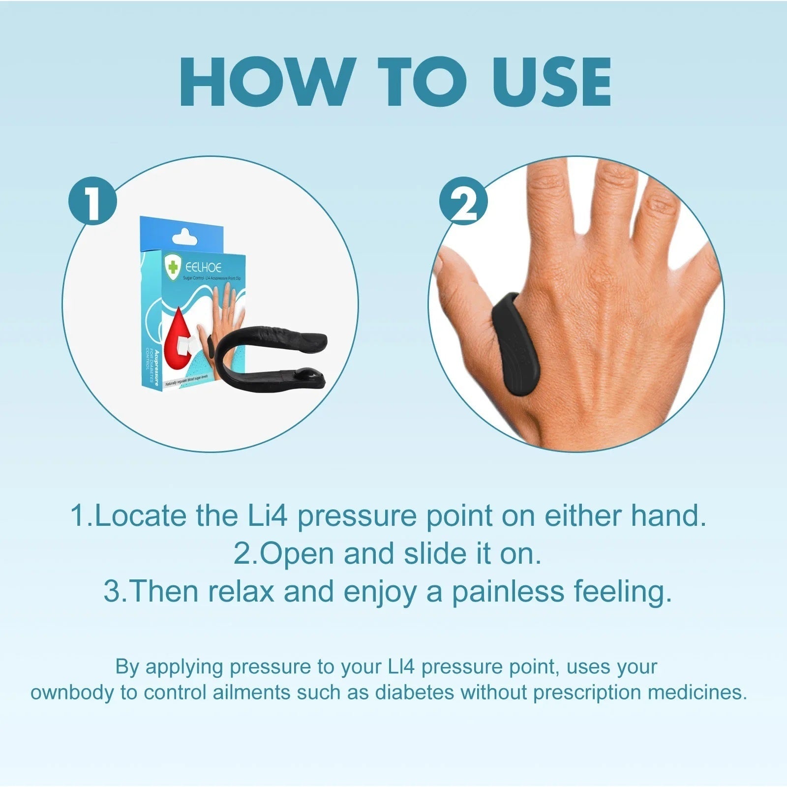 Sugar Control Li4 Acupressure Point Clip